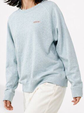 PATAGONIA Worn Wear Pastel Blue P-6 Label Ahnya Crew Long Sleeve Top M